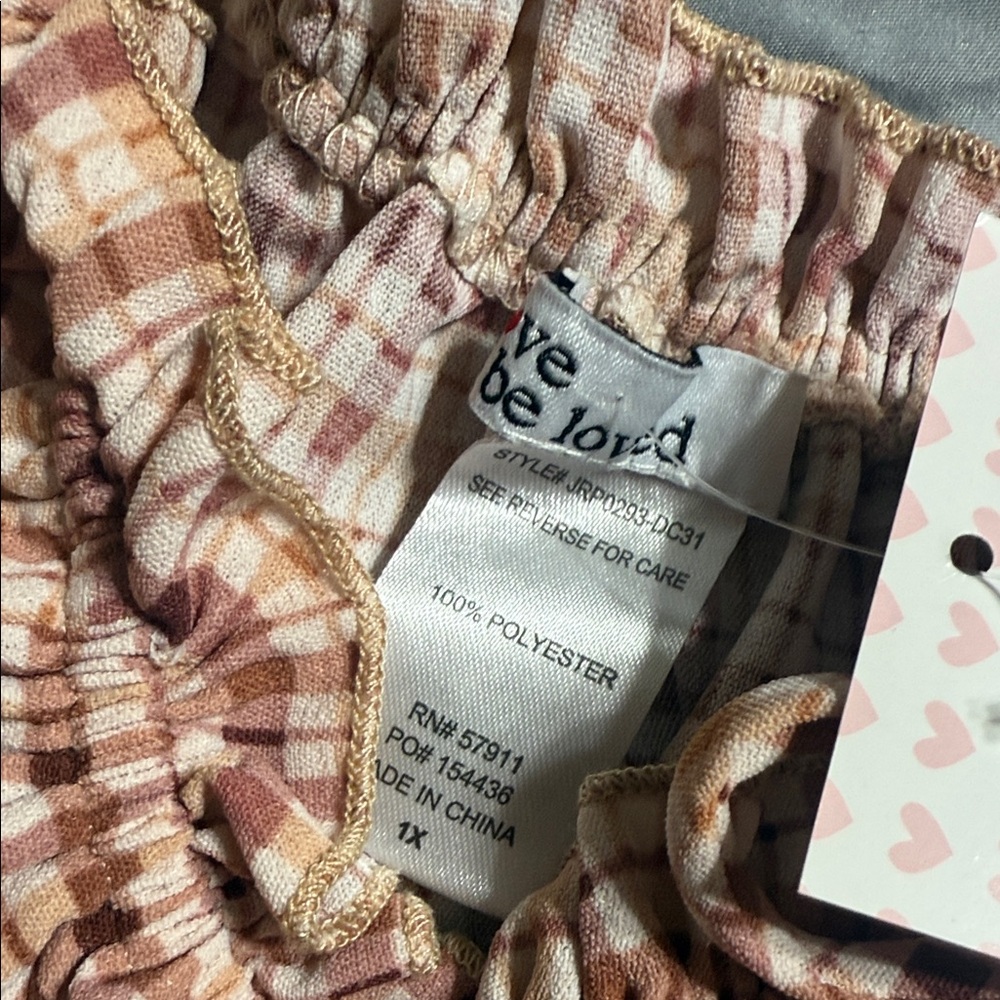 Plaid Ruffle Women's Top - Brown - Picture 3 of 6